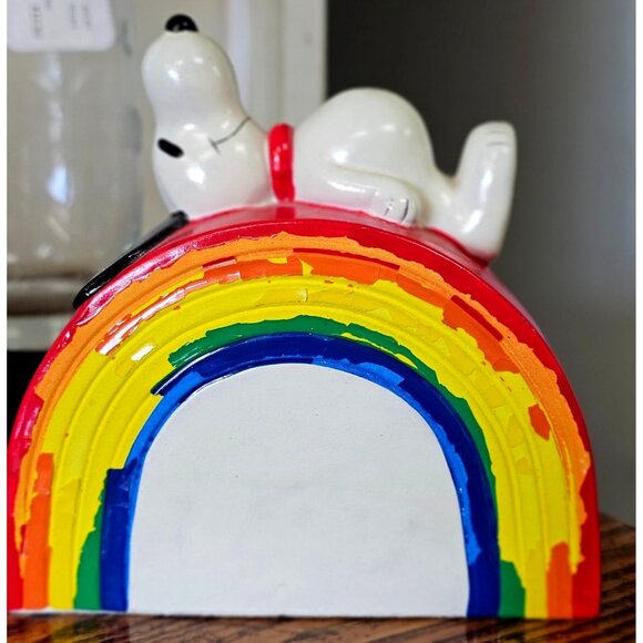 Vintage Snoopy Rainbow Ceramic Bank - Picture 1 of 9